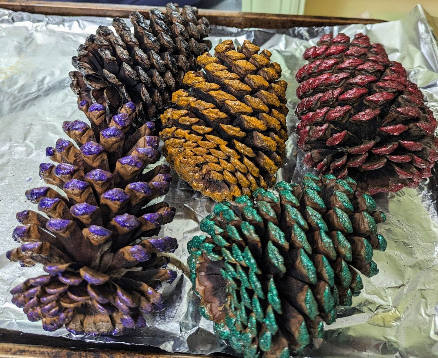 Large Pinecones Colored and Scented or Colored and Unscented Set of 5