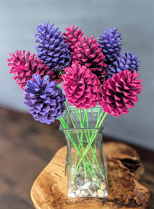 Flower pinecones set of 6