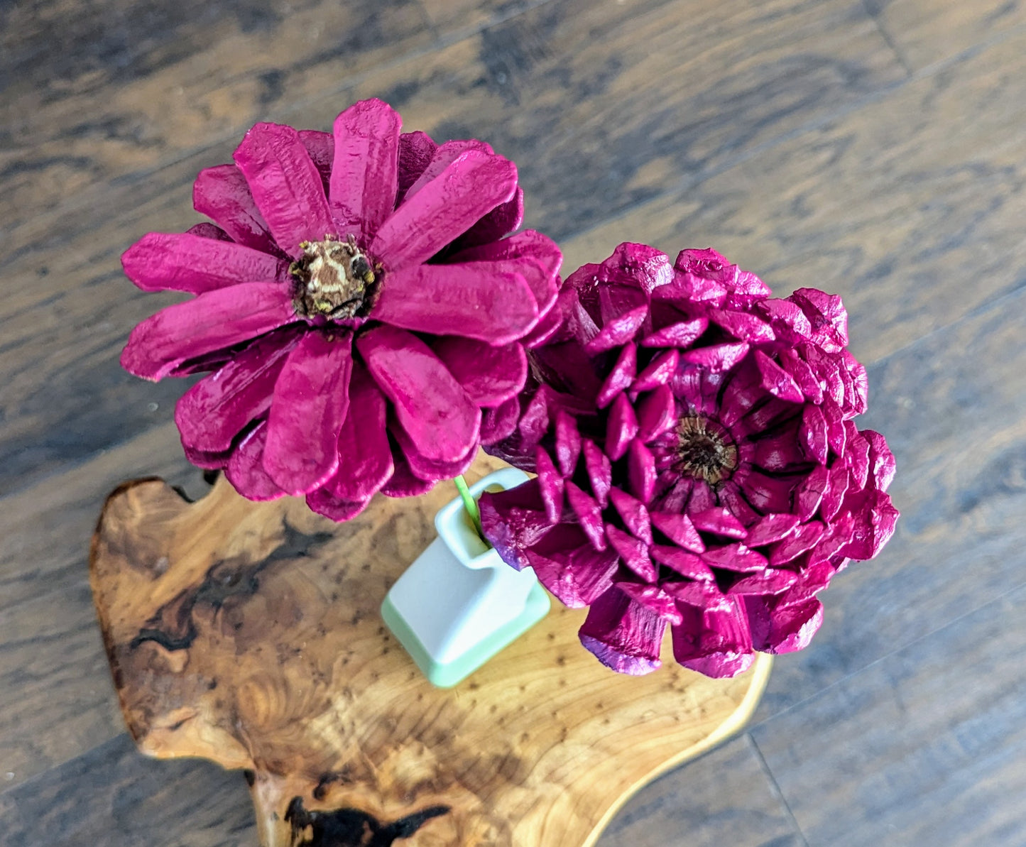 Custom wreath with spray painted flower pinecones