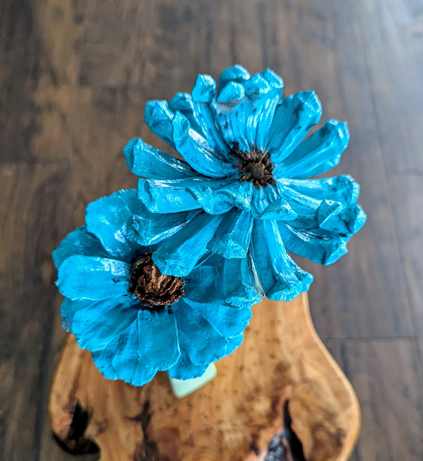 Custom wreath with spray painted flower pinecones