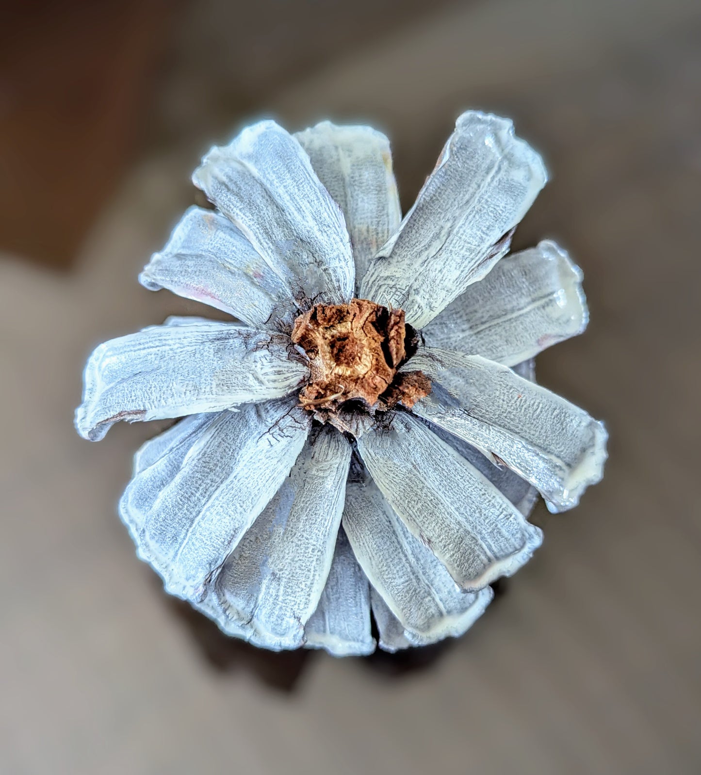 Custom wreath with spray painted flower pinecones